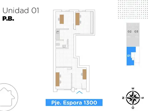 Oficina 3 ambientes con 1 baño