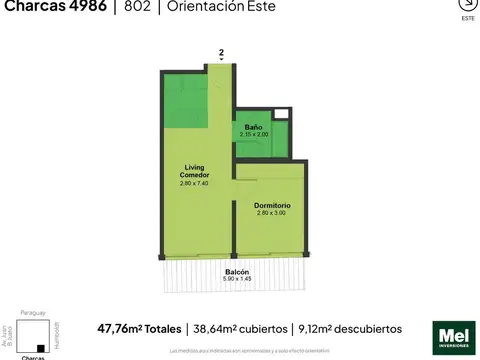 Charcas 4900, Piso 8°
