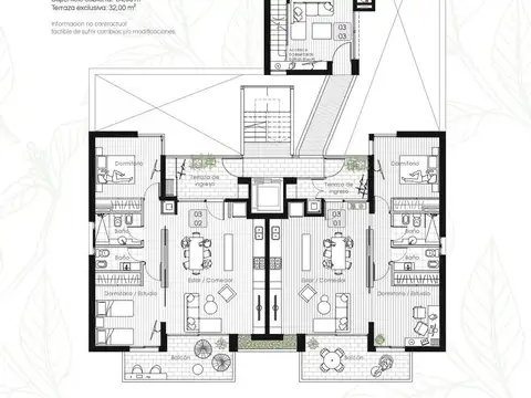 Departamento de 2 dormitorios con balcón y terraza a metros del Shopping