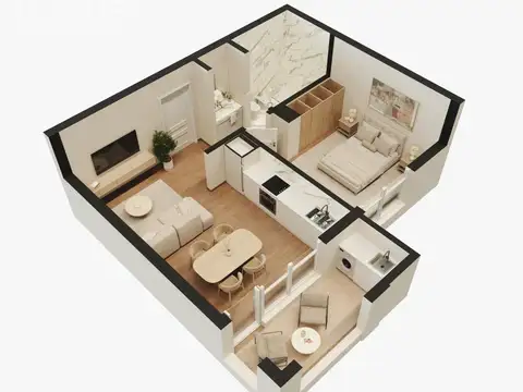 Departamento 2 ambientes con 1 baño