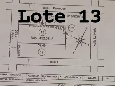 Terreno en Venta de 422,0 m2