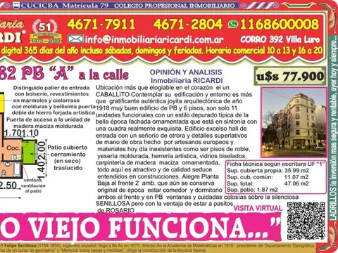 LO VIEJO FUNC...arquitectonica PB a metros PARQUE RIVADAVIA