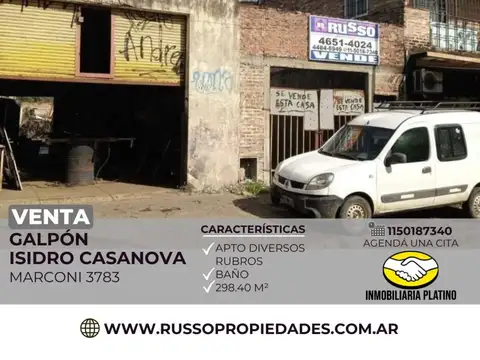 Venta galpón 300 m² I. Casanova