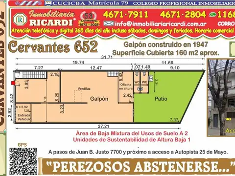 "PEREZOSOS ABSTENERSE..." Galpon de 160 m2 PB 