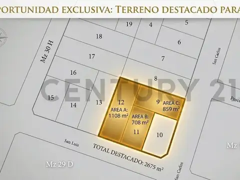 Venta en bloque – 3 lotes con salida a dos calles | Moreno | 2.675 m² totales