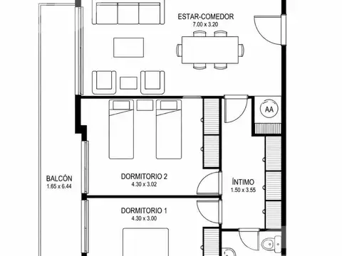 Departamento en Venta de 3 ambientes