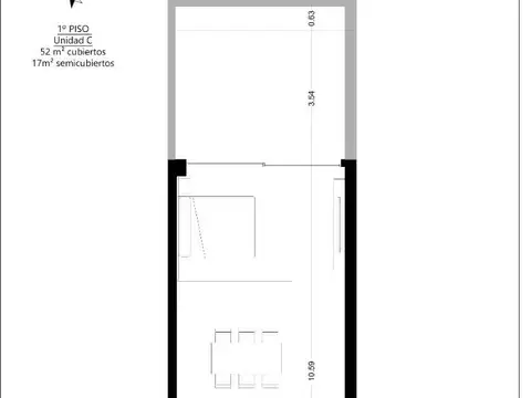 Departamento Monoambiente con 1 baño
