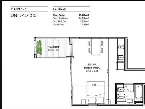 Departamento en Venta de Monoambiente