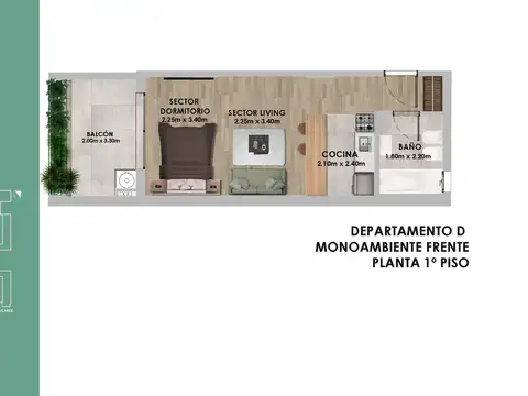 Departamento en Venta de Monoambiente