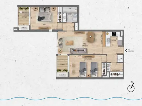 VENTA Apartamento 2 dormitorios Lago Calcagno