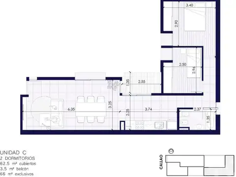 Departamento en Venta de 2 dormitorios