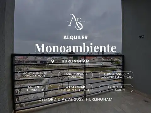 Departamento alquiler monoambiente con balcon.