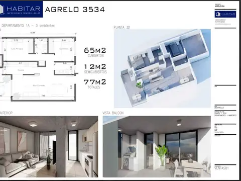 Departamento en Venta de 1 dormitorio