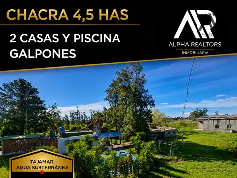 Chacra en venta de 45000m2 ubicado en Canelon Chico. Tajamar. Galpones.