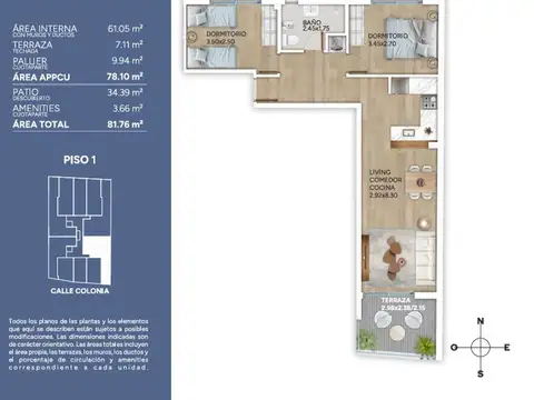 Patio 2 dorm en hUB Cordon con Amenities 2027
