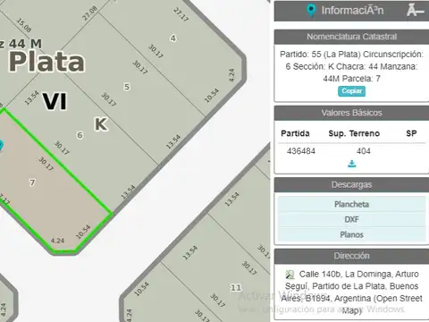Terreno en Venta 15  mts Frente