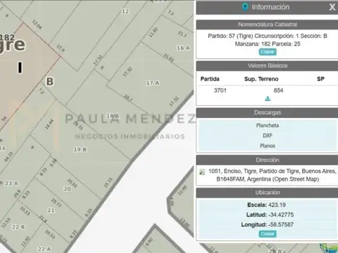Terreno en Venta de 854,0 m2