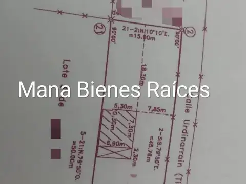 Terreno en Venta 15  mts Frente