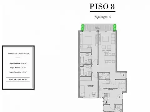Departamento en Venta en Las Cañitas, USD 425.000