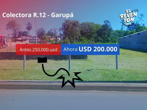 (V40) Terreno sobre Colectora de Ruta 12 - Garupá