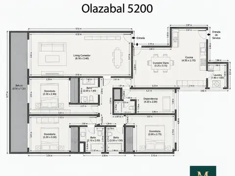 Departamento 4 ambientes con 3 baños