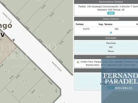 Terreno en Venta en Villa Gobernador Udaondo, USD 85.000