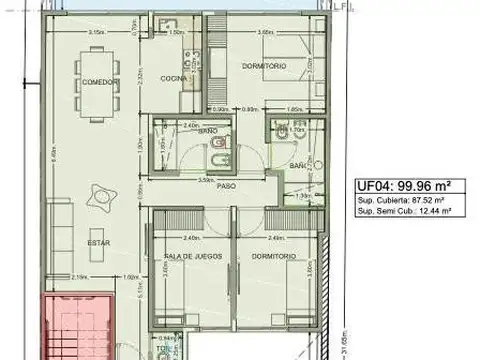 Departamento en Venta de 4 ambientes