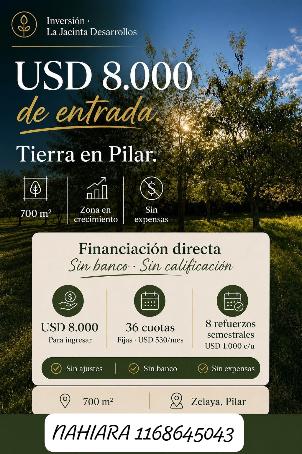 Lotes financiados en Zelaya sin expensas desde 700mts 2
