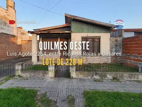 VENTA LOTE DE 228M2 EN QUILMES 