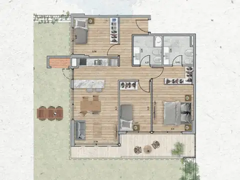 Departamento 4 ambientes con 2 baños