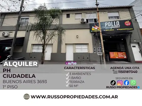 Departamento en Alquiler en Ciudadela, Partido de Tres de Febrero