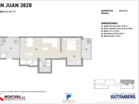 Departamento en Venta de 2 ambientes