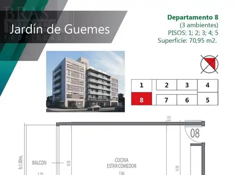 Departamento en Venta con 1 cocheras