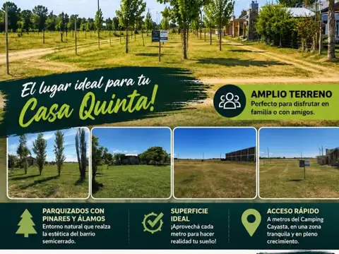 Terreno en venta en Loteo Punta Arenas Cayasta Santa Fe ,Sobre calle Los sauces es la de acceso al camping Cayasta