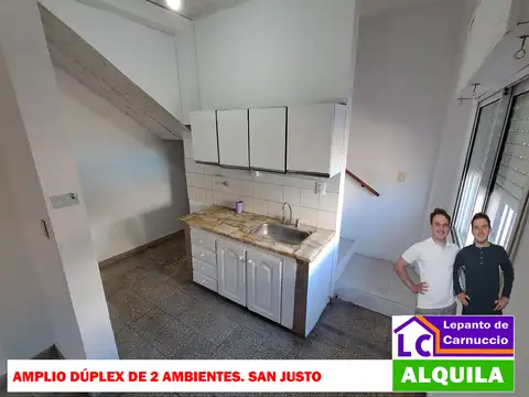 ¡AMPLIO DÚPLEX de 2 AMBIENTES en ALQUILER EN San Justo!