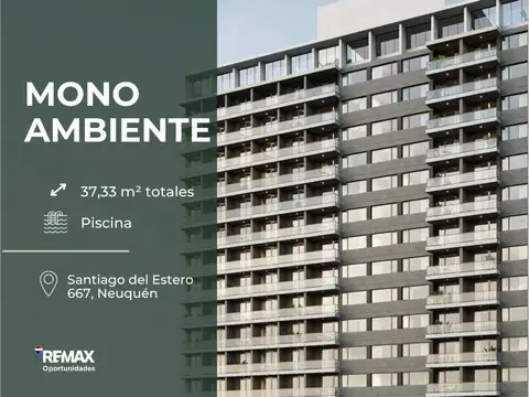 Venta monoambiente con balcón y amenities