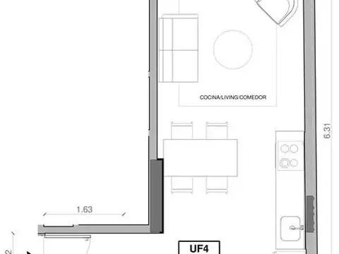 Departamento en Venta de 1 dormitorio