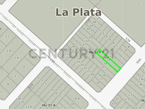 Lote en venta sobre 520 e/ 136 y 137  600m2 al frente