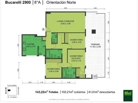 Bucarelli 2900, Piso 8