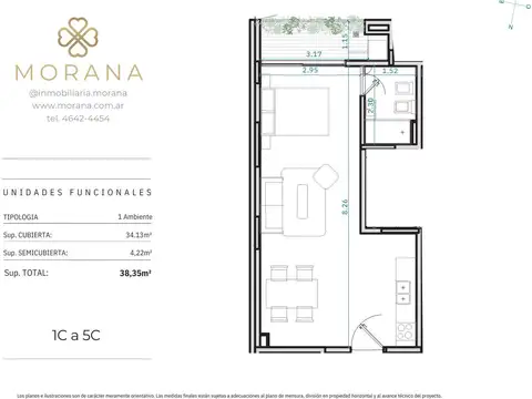 Departamento monoambiente. | Av. Rivadavia al 10300