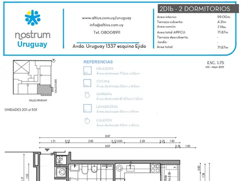 VENTA APTO 2 DORMITORIO CENTRO TERRAZA