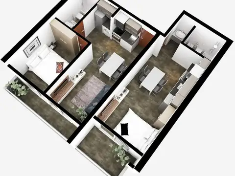 Departamento Monoambiente con 1 baño