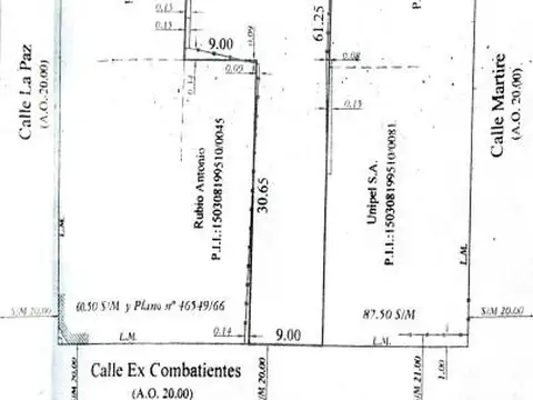 Terreno en Venta de 826,0 m2