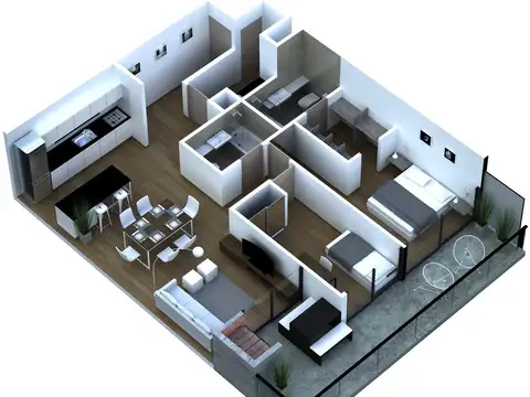 Departamento 2 ambientes con 1 baño