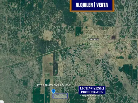 VENTA O ALQUILER | CAMPO | 25.5 HAS. GANADERAS | SAMUHÚ, CHACO.