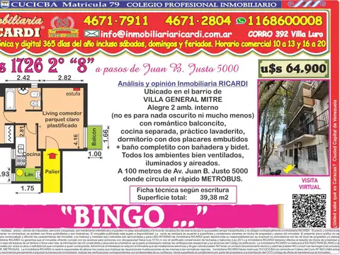 Departamento en Venta en Villa General Mitre, Capital Federal