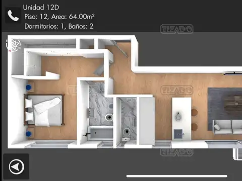 Departamento en Venta de 2 ambientes