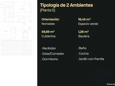 Casa 2 ambientes con 1 baño