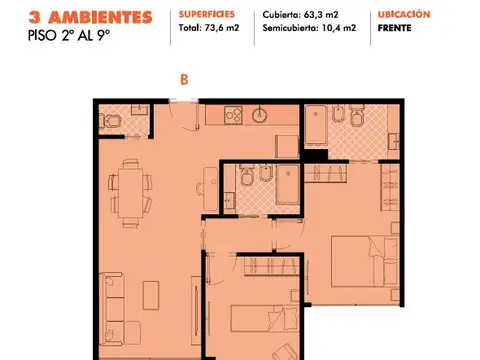 Departamento en Venta de 3 ambientes