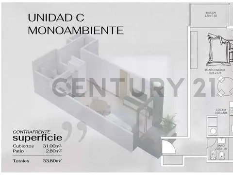 Departamento en Venta de Monoambiente